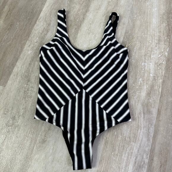 Tori Praver Genevie Stripe One-Piece Swimsuit Size Small - Picture 2 of 5